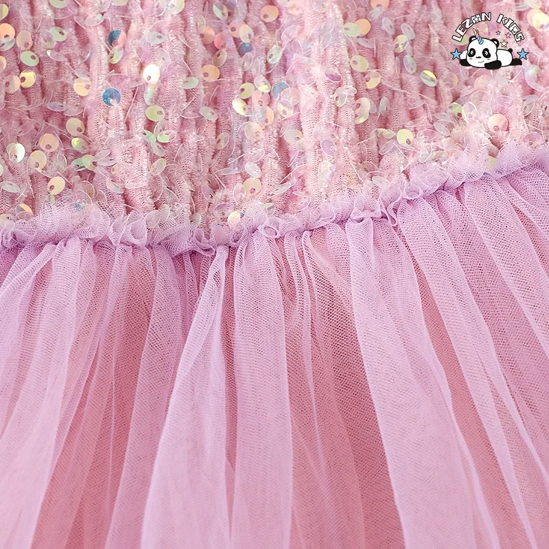 LEZONKIDS - Hot Sales Sequin Velvet Party Dresses for Girls Customized Logo Children's Clothing